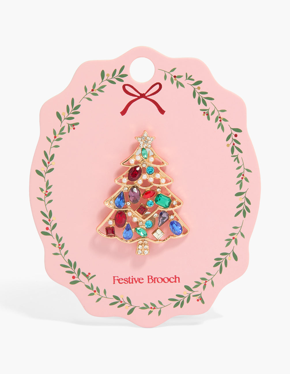 Gold Diamante Xmas Tree Brooch