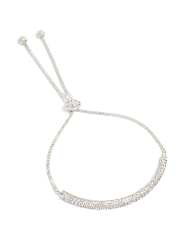 Silver Plated Cubic Zirconia Pavé Toggle Bracelet