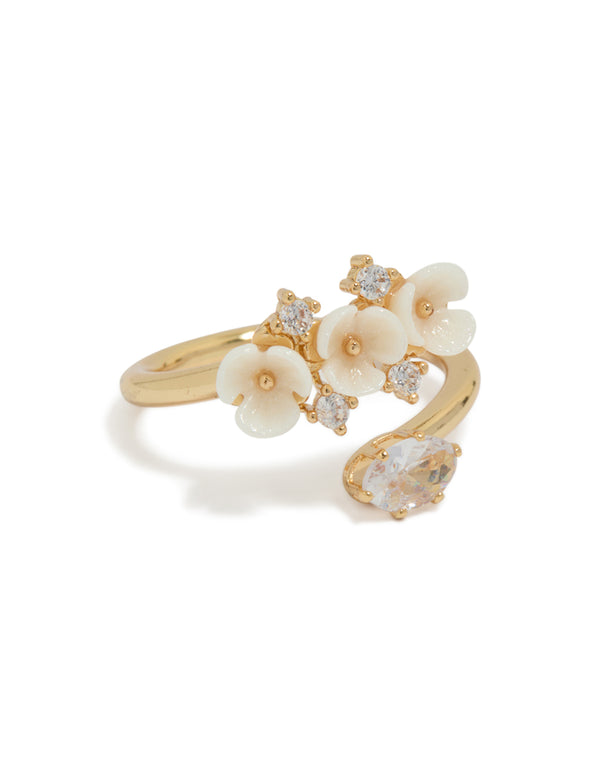 Gold Plated Triple Flower Wrap Ring