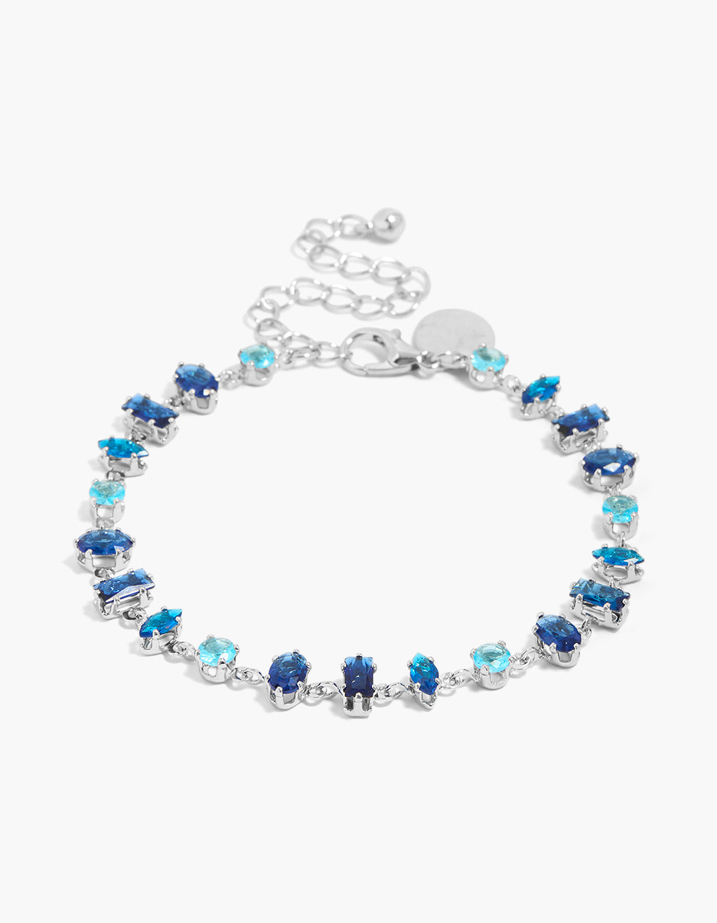 Silver Sapphire Blue Cubic Zirconias Bracelet