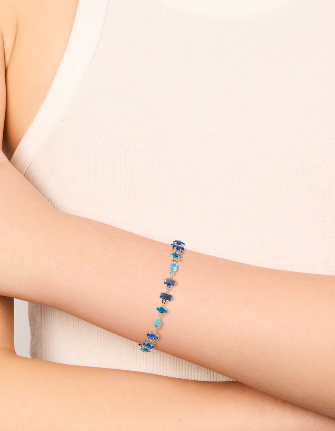 Silver Sapphire Blue Cubic Zirconias Bracelet