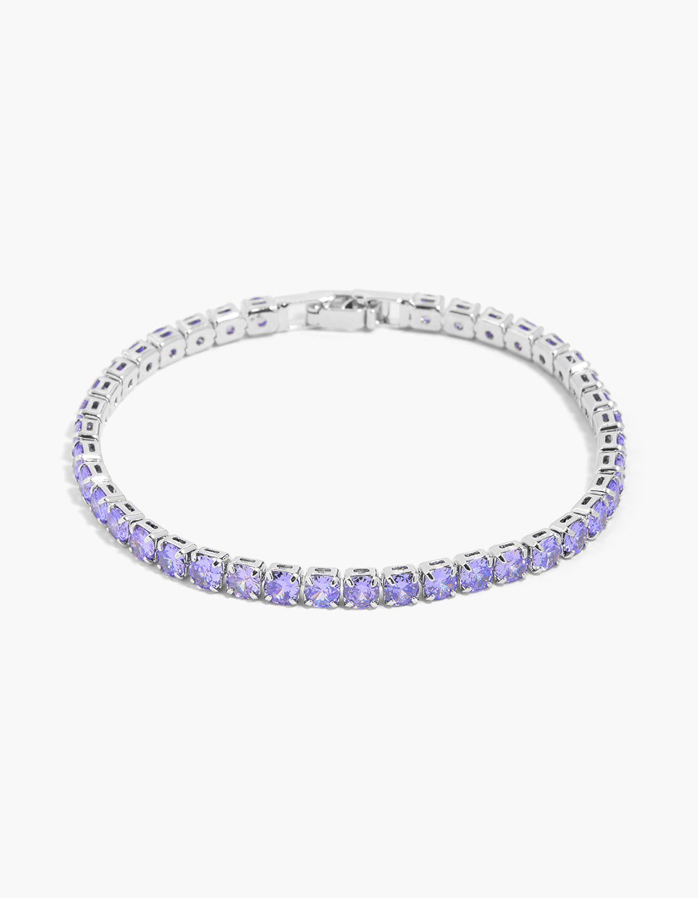 Silver Lavender Purple Cubic Zirconia Tennis Bracelet