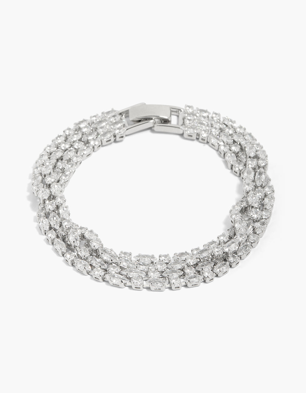 Silver Cubic Zirconia Multi Strand Tennis Bracelet