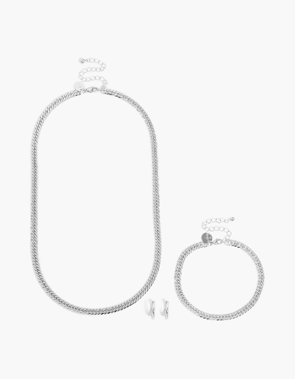 Mens Waterproof Stainless Steel Earrings, Bracelet & Necklace Set