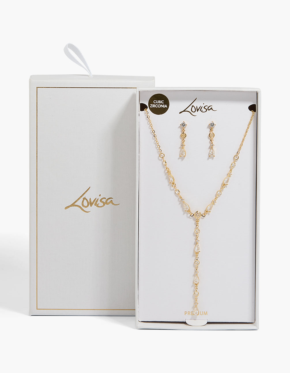 Gold Plated Multi-Shaped Y-Necklace & Earrings Set