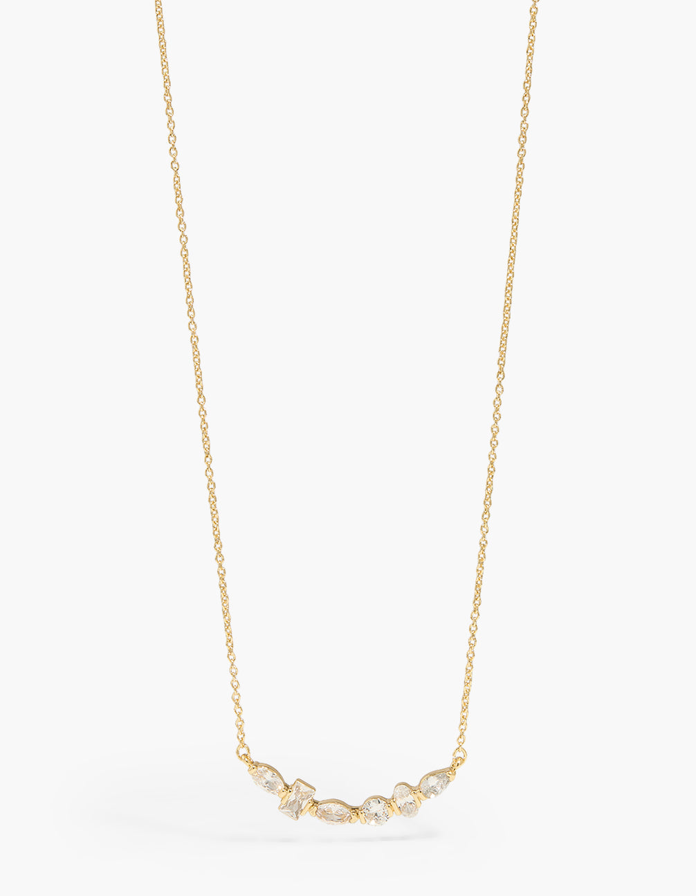 Gold Plated Multi Shaped Bezel Cubic Zirconias Necklace