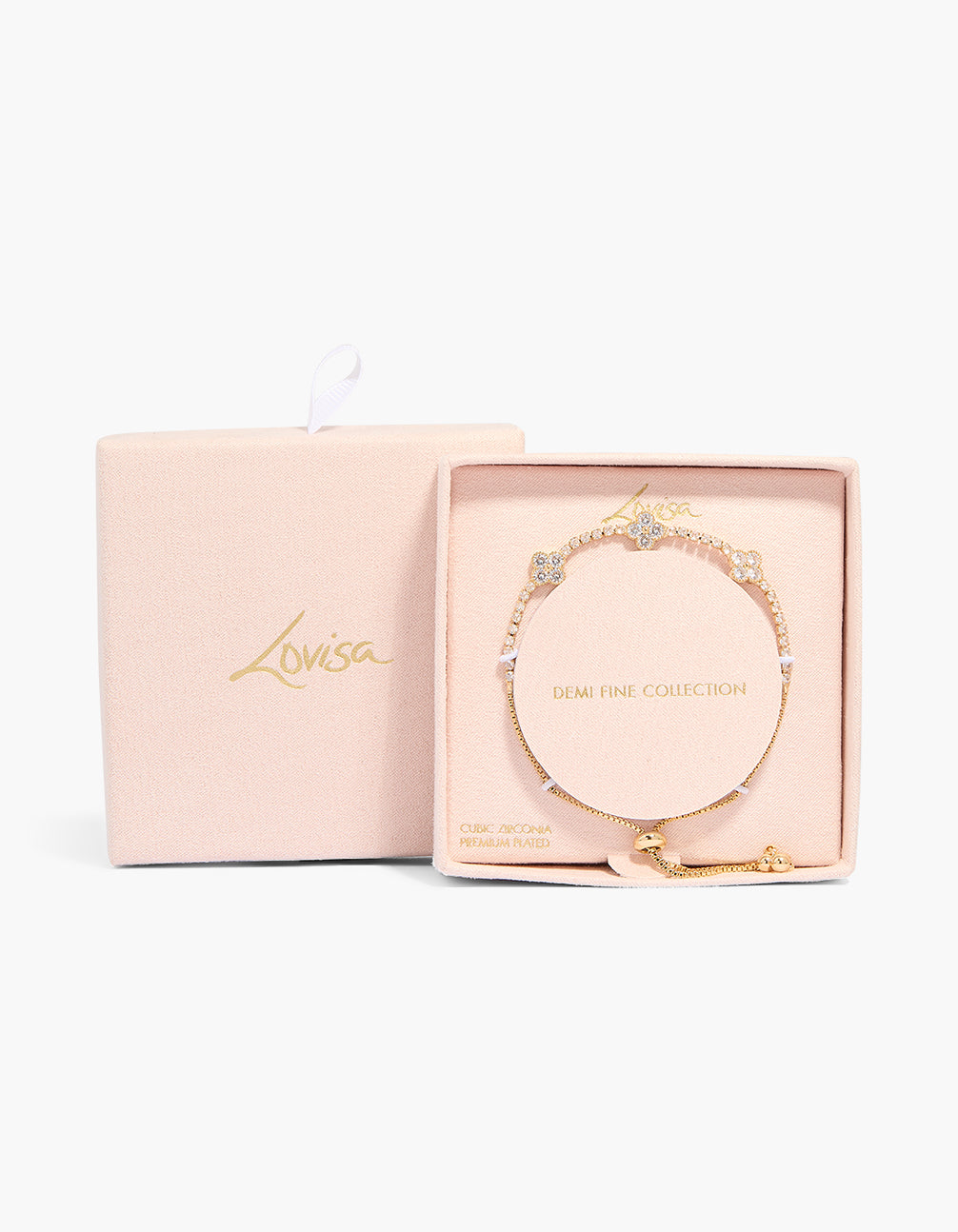 Gold Plated Cubic Zirconia Flower Toggle Bracelet