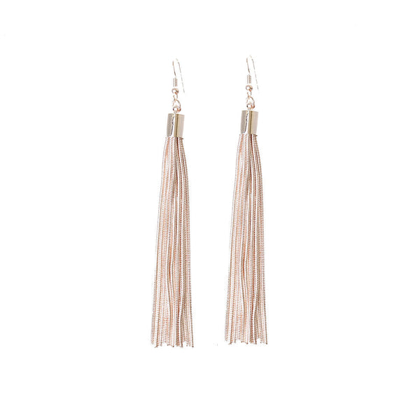 Rose Gold Tassel Chain Earrings