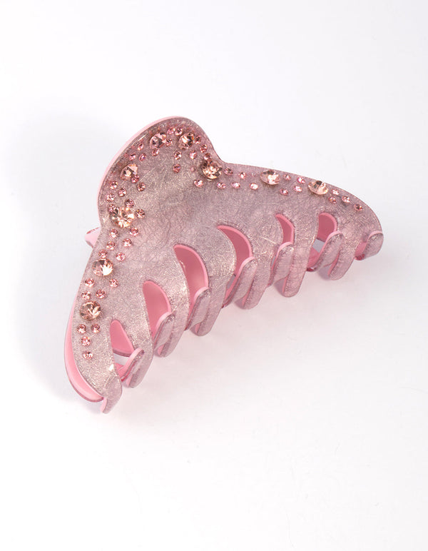 Pink Acrylic Embossed Round Claw