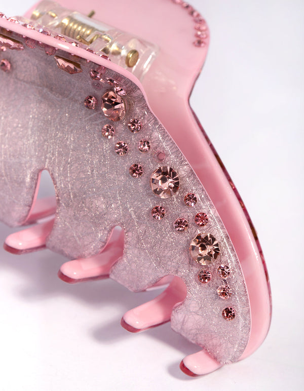 Pink Acrylic Embossed Round Claw