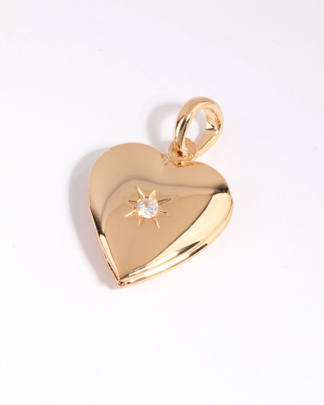 Gold Plated Diamante Heart Locket Charm