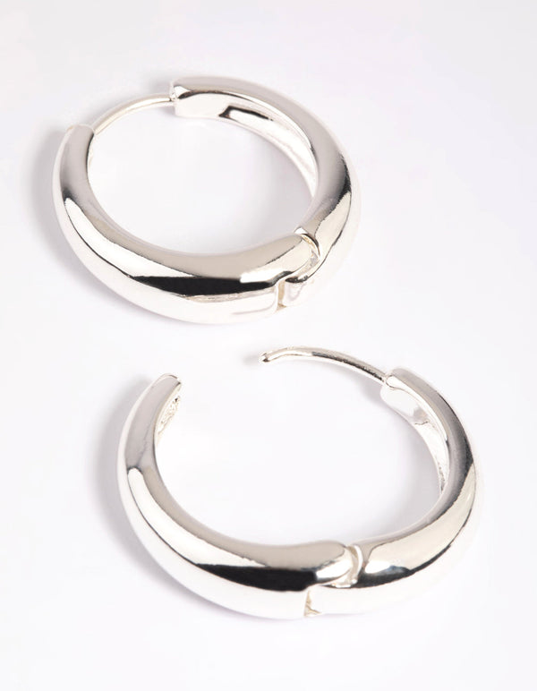 Silver Large Huggie Hoop Earrings