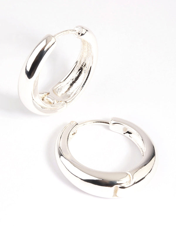 Silver Large Huggie Hoop Earrings