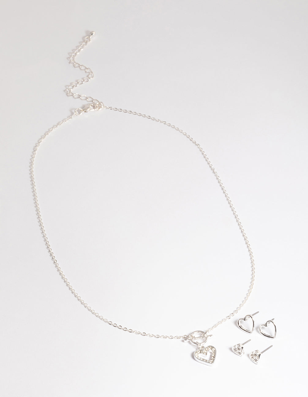 Silver T&O Heart Motif Jewellery Set