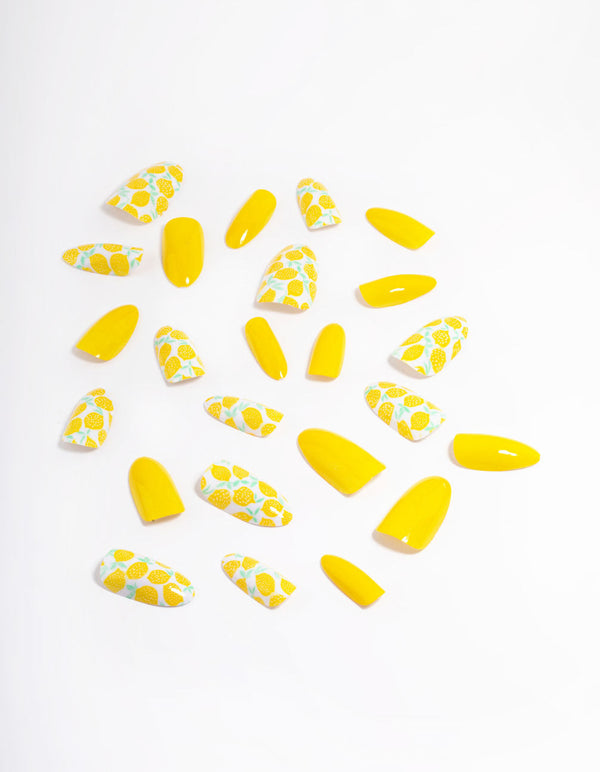 Yellow Marble Press On Nails
