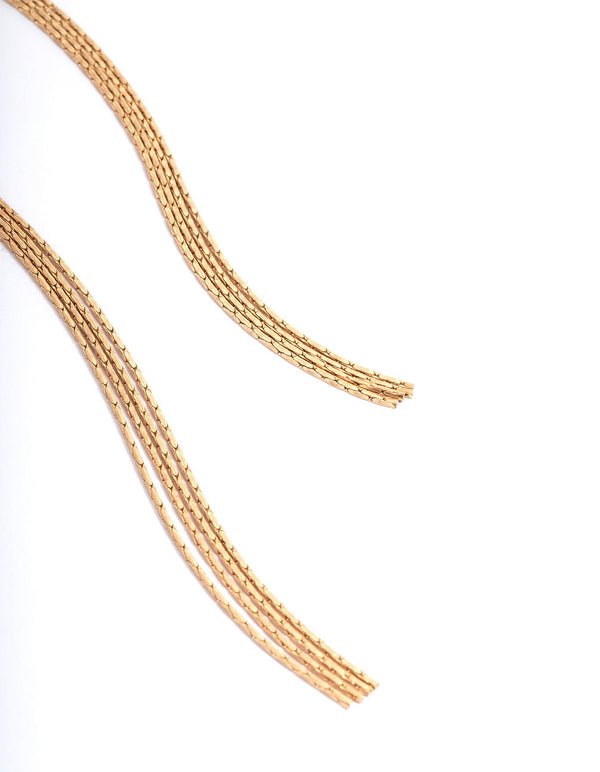 Gold Slim Tassel Drop Earrings