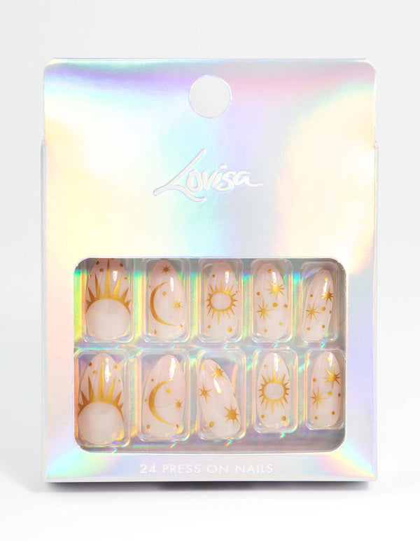 Plastic Gold Cosmic Press On Nails