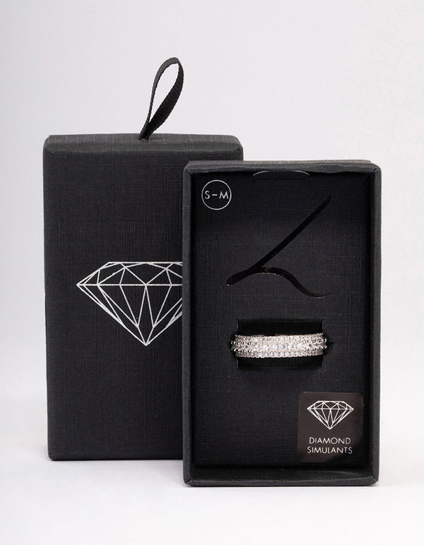 Silver Plated Classic Diamante Ring