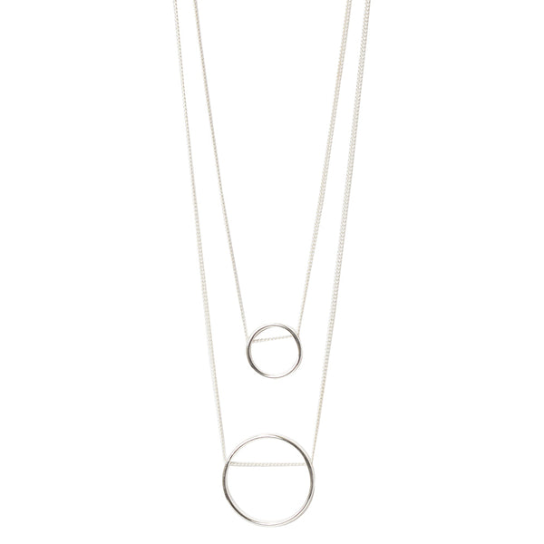 Silver Circle Layered Necklace
