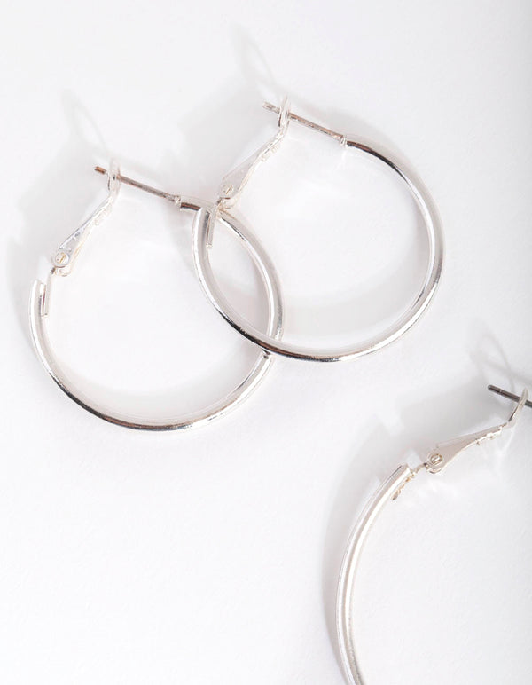Silver Round Hoop Trio