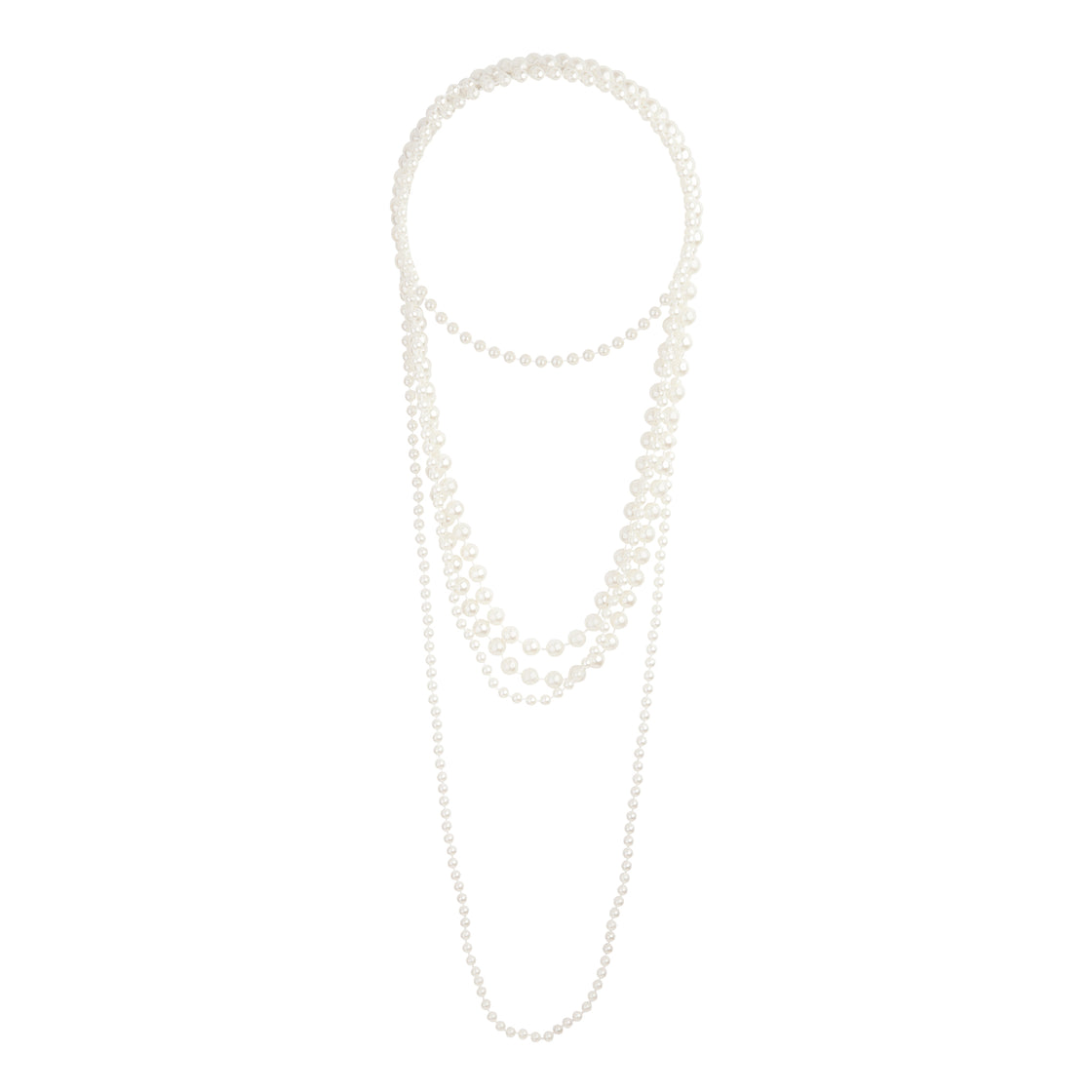 Long Trio Strand Pearl Necklace