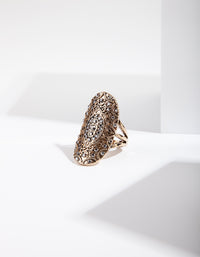 Antique Gold Diamante Plate Ring - link has visual effect only