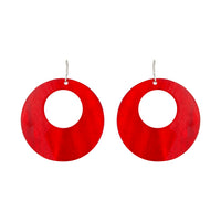 Red Round Polished Shell Earrings - link has visual effect only