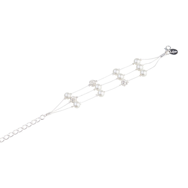 Silver Pearl Multi Textured Bead Bracelet