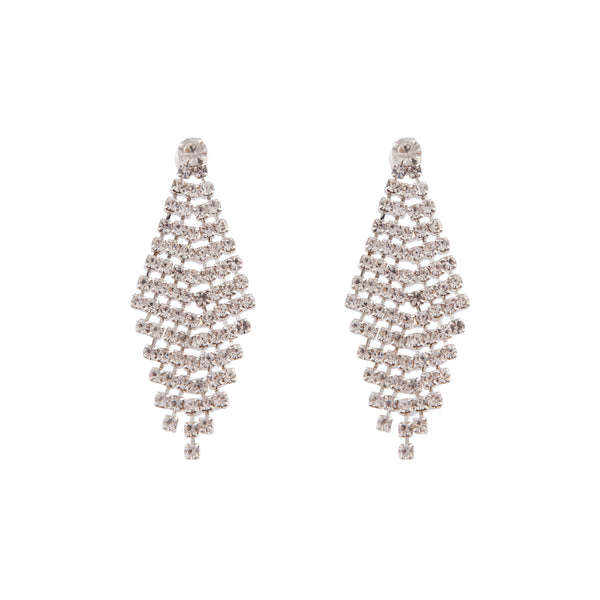 Silver Diamante Drop Tier Earrings