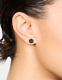 Flat Black Disc Stud Earrings - link has visual effect only