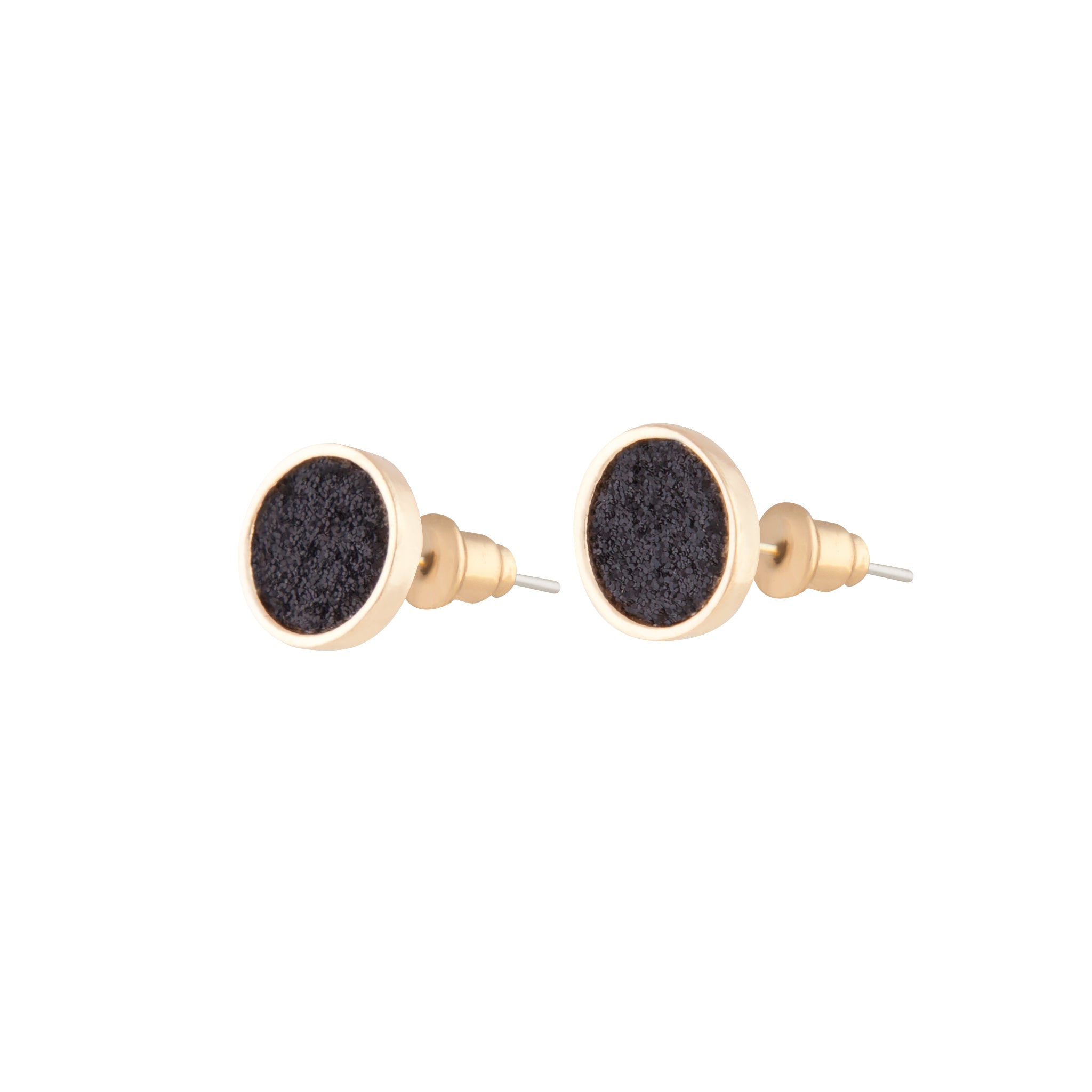 Gold Mini Round Glitter Stud Earrings