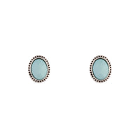 Antique Silver Blue Oval Stud Earrings - link has visual effect only