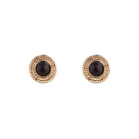 Black Gold Stone Circle Stud Earrings - link has visual effect only