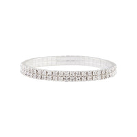 Silver Double Row Cup Chain Stretch Bracelet - link has visual effect only