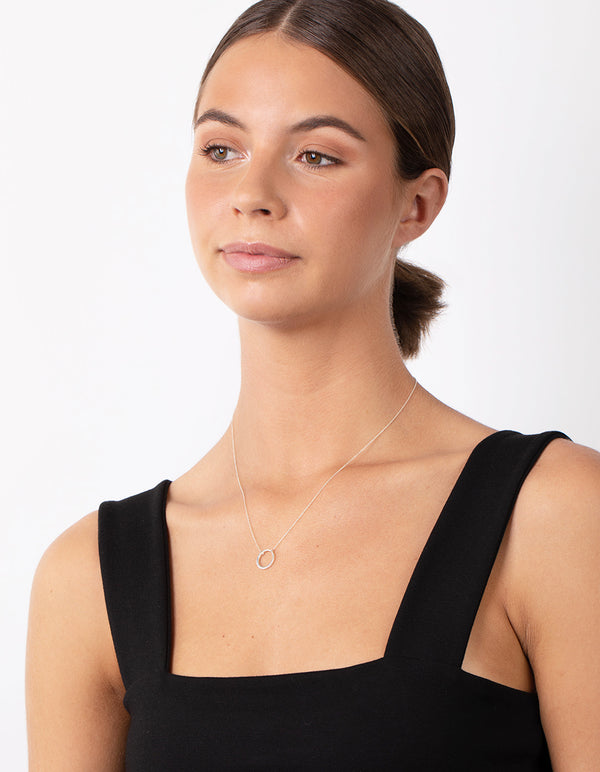 Sterling Silver Open Circle Pendant Necklace