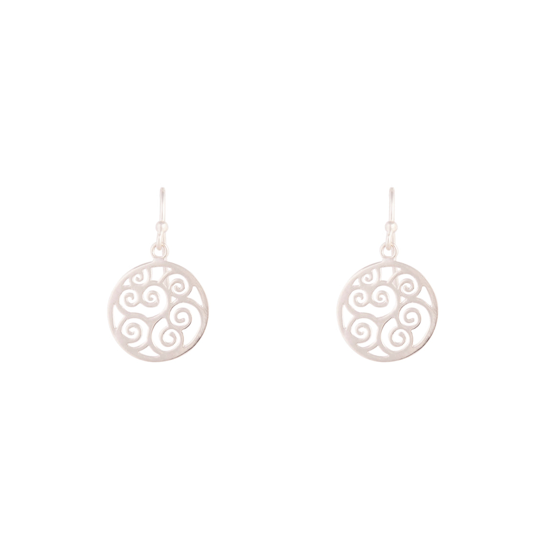 Sterling Silver Round Filigree Drop Earrings