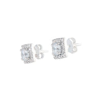 Sterling Silver Cubic Zirconia Square Stud - link has visual effect only