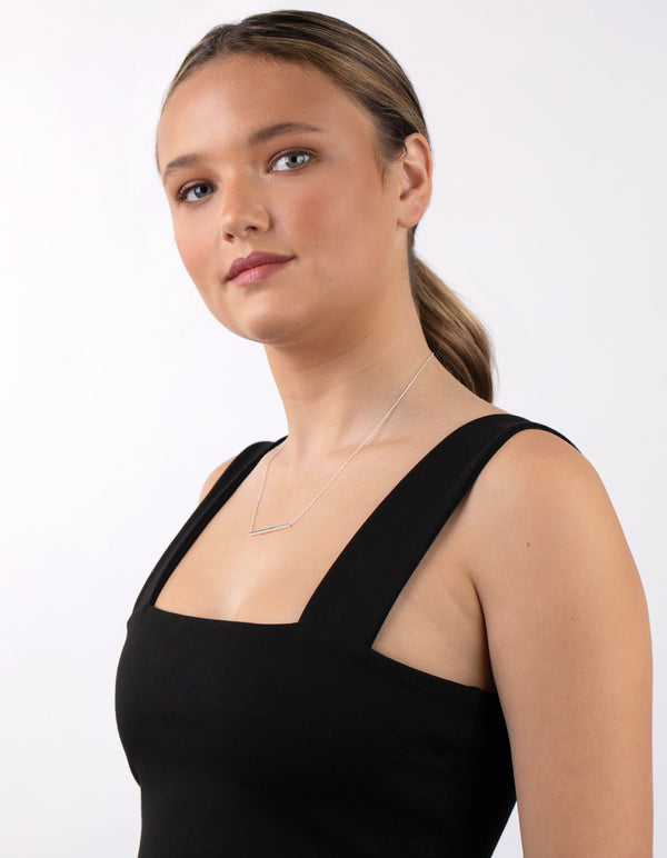 Sterling Silver Clean Bar Necklace