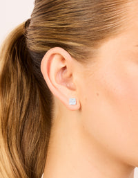 Sterling Silver Square Cubic Zirconia Stud - link has visual effect only