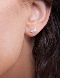 Sterling Silver Moon & Star Diamante Studs - link has visual effect only