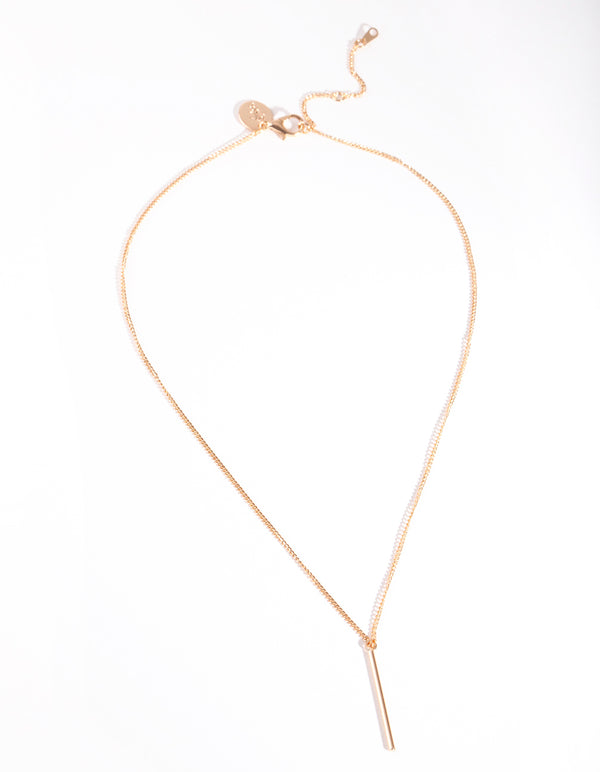 Gold Fine Pin Necklace