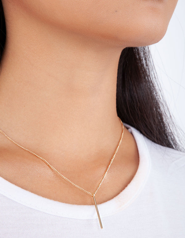 Gold Fine Pin Necklace