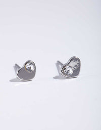 Silver Mini Diamante Heart Stud Earrings - link has visual effect only