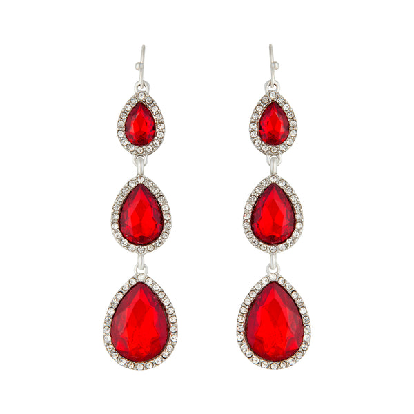 Red Teardrop Diamante Drop Earring