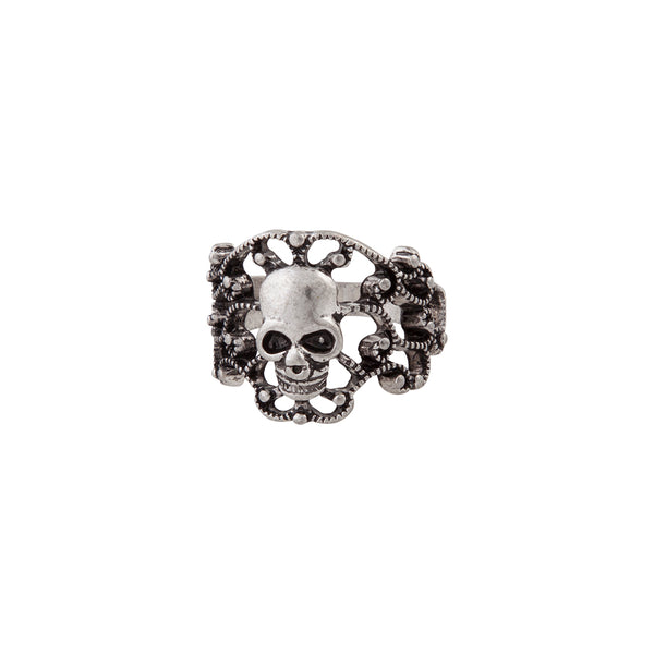 Antique Silver Skull Cluster Ring