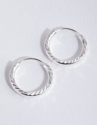 Sterling Silver 15mm Diamond Cut Hoop Earrings - link has visual effect only
