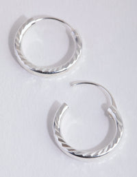 Sterling Silver 15mm Diamond Cut Hoop Earrings - link has visual effect only
