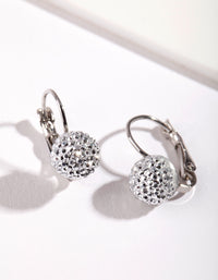 Rhodium Sparkle Ball Clip Earrings - link has visual effect only