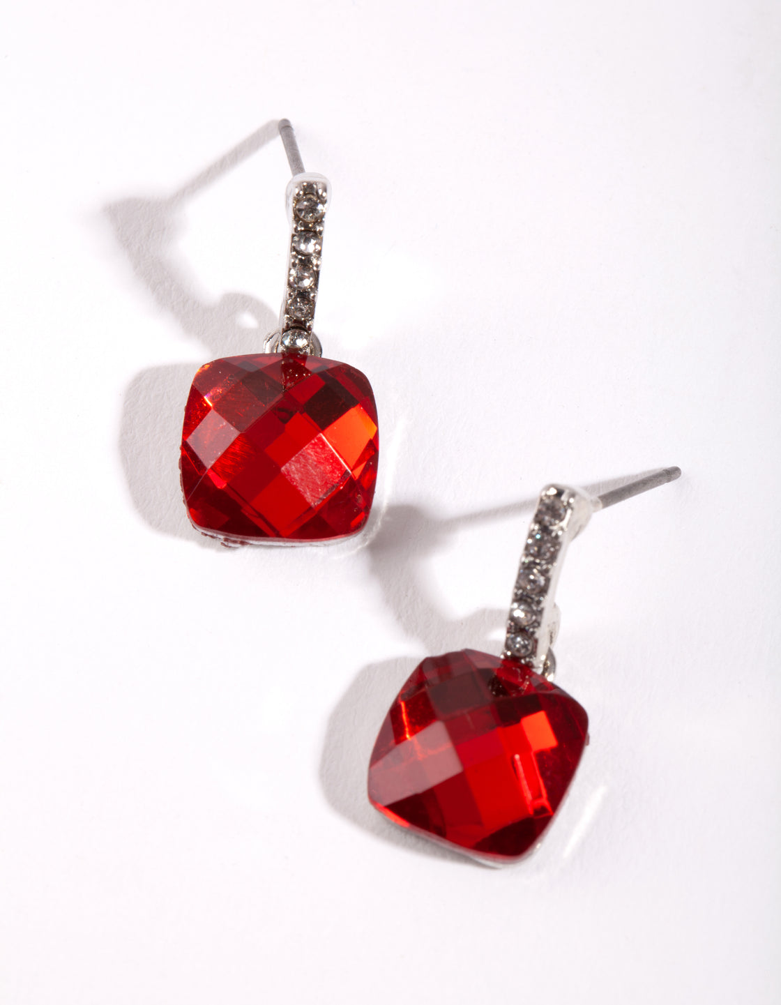 Silver Diamante Drop Earrings