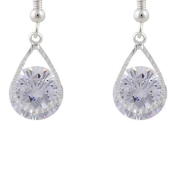 Cubic Zirconia Silver Teardrop Earrings